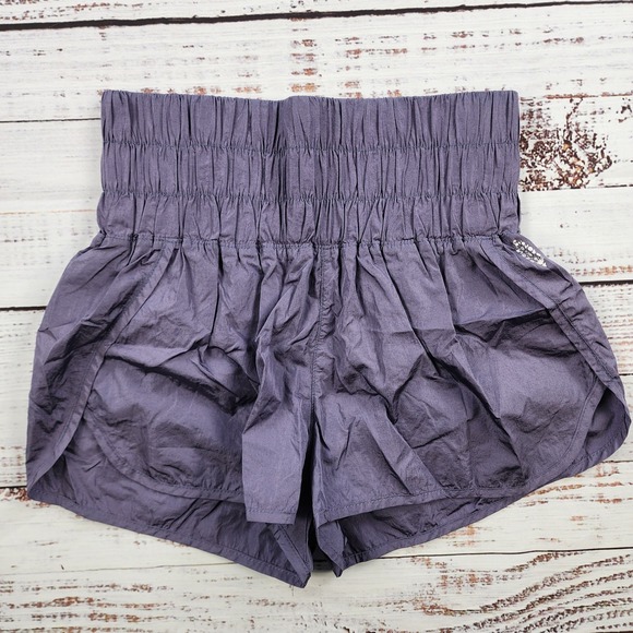 FP Movement Pants - Free People The Way Home Shorts Deep Sea S Gray Purple Smocked Running Gym‎